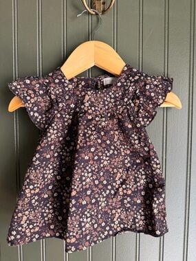 Jamie Kay Floral Ruffle Sleeve Blouse in Dark Purple and Pink